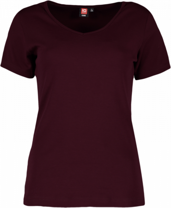 ID - Interlock Dame T-Shirt V-Hals - Bordeaux