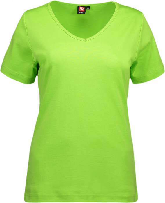 ID - Ladies' Interlock T-Shirt V-Neck - Lime