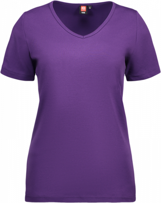 ID - Ladies' Interlock T-Shirt V-Neck - Púrpura